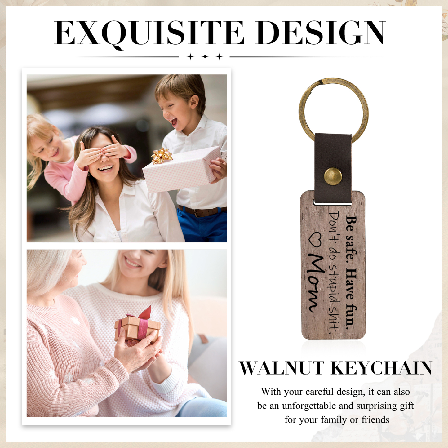 Don't Do Stupid Funny Wooden Keychain Drive Safe Have Fun Keychain Teenager Gift Set For Son/Daughter