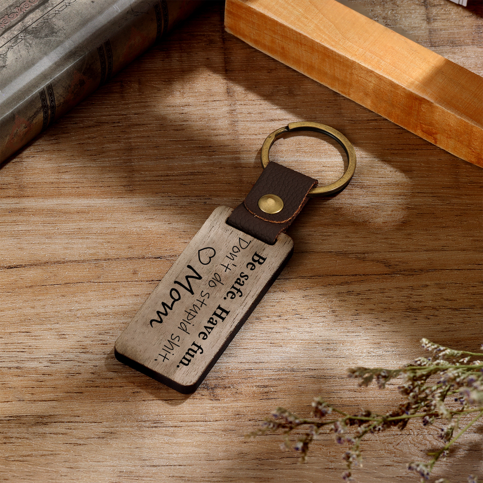 Don't Do Stupid Funny Wooden Keychain Drive Safe Have Fun Keychain Teenager Gift Set For Son/Daughter