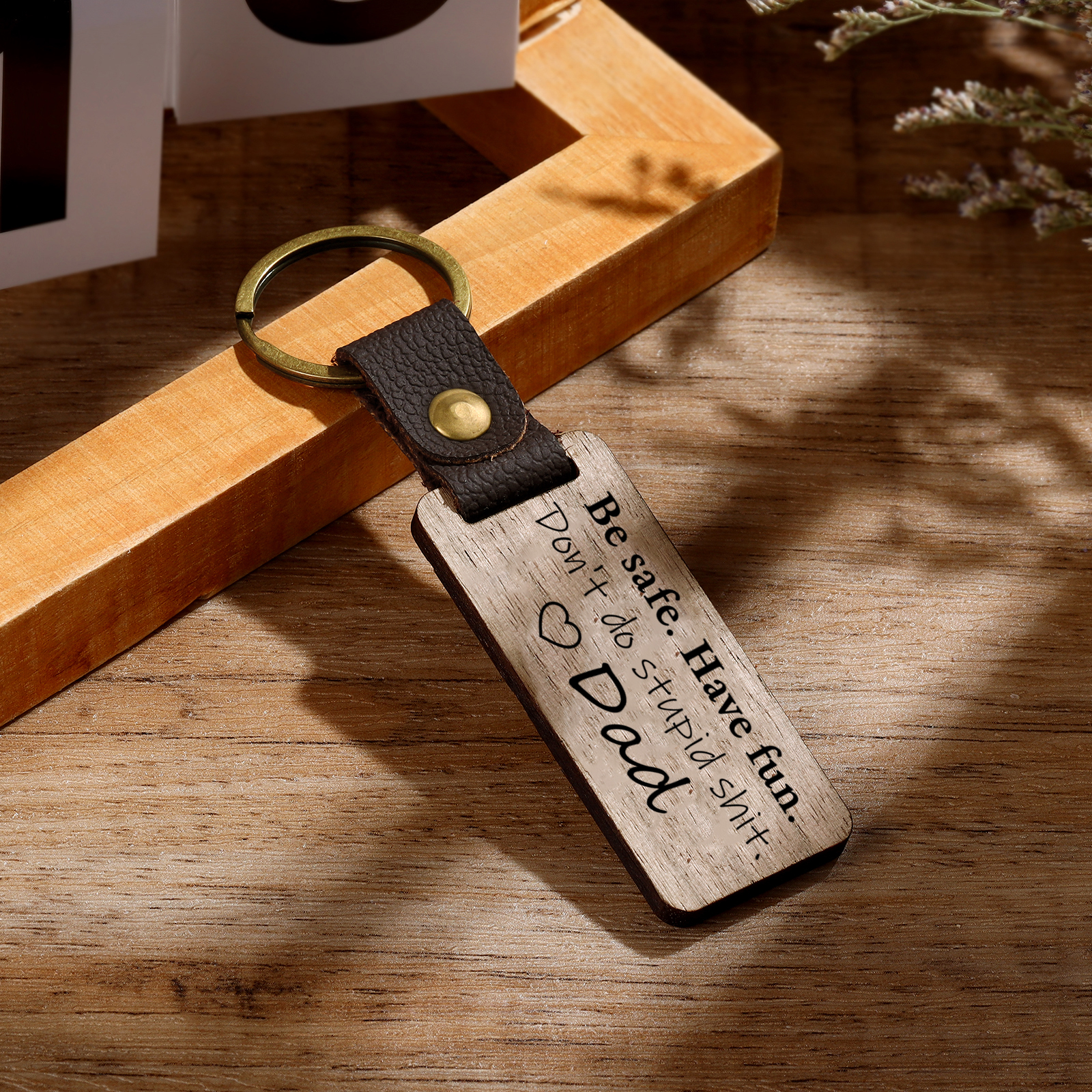 Don't Do Stupid Funny Wooden Keychain Drive Safe Have Fun Keychain Teenager Gift Set For Son/Daughter