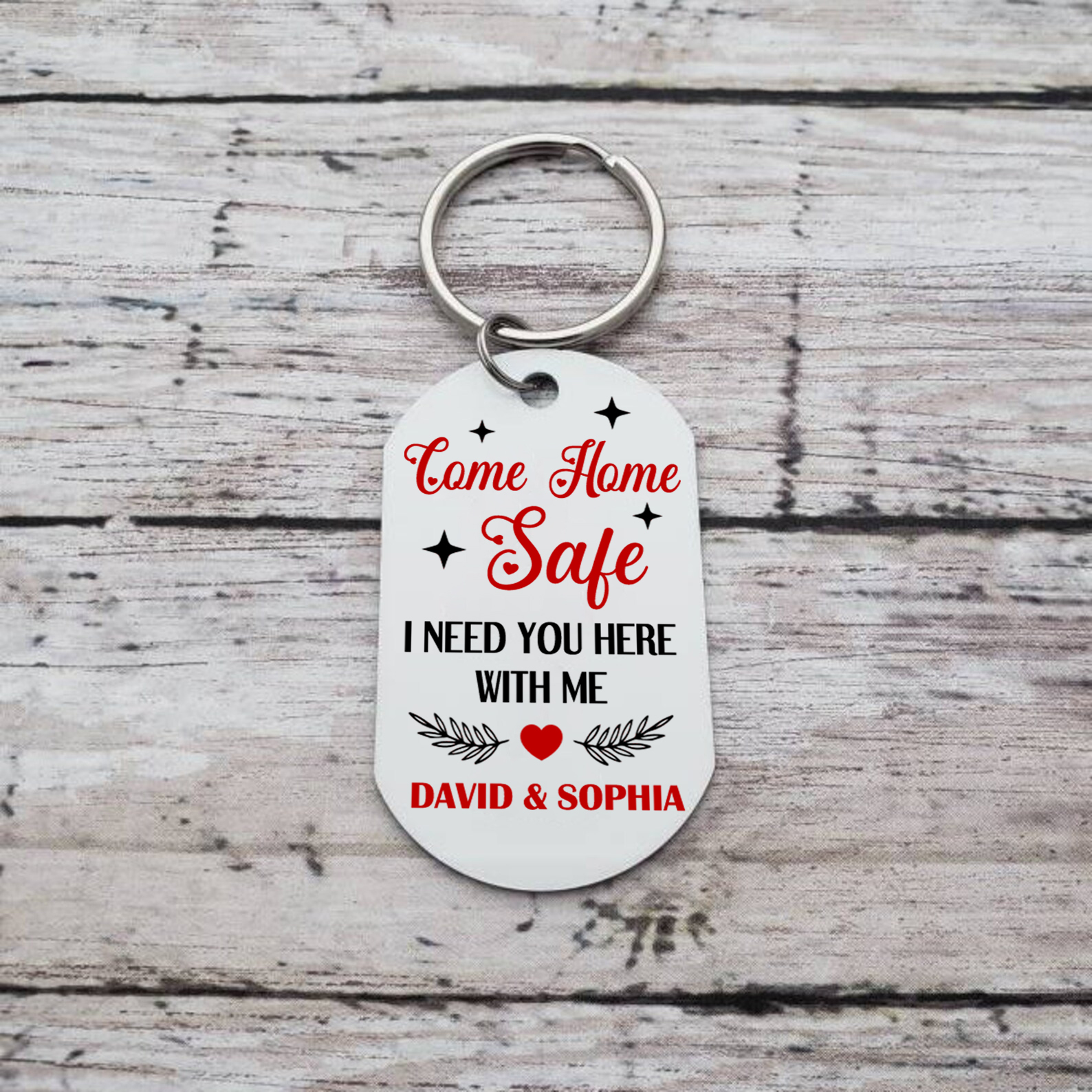 Personalized Come Home Safe Keychain with 2 Names & Photo A Meaningful Gift for Couples