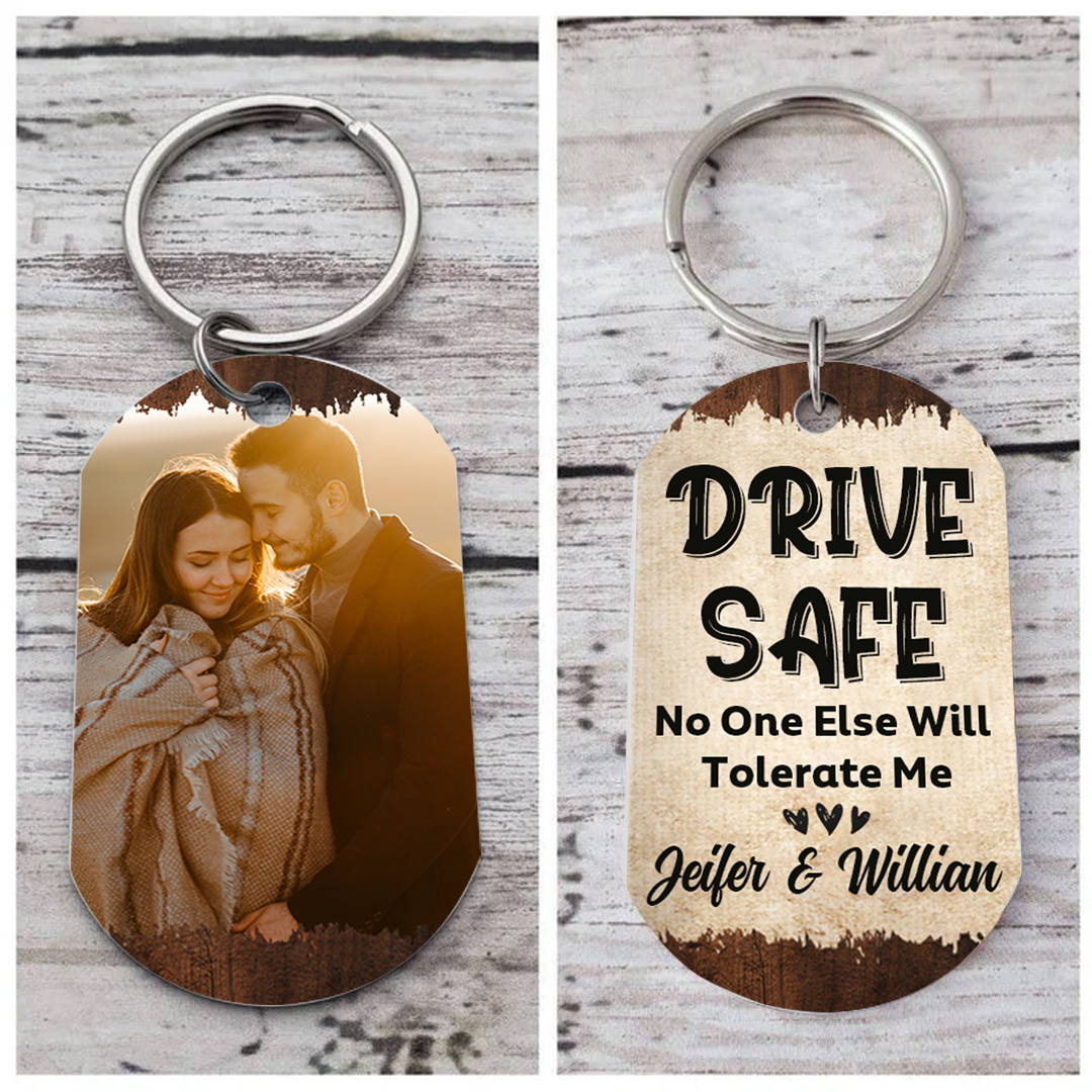 Personalized Drive Safe Keychain with 2 Names & Photo A Meaningful Gift for Couples