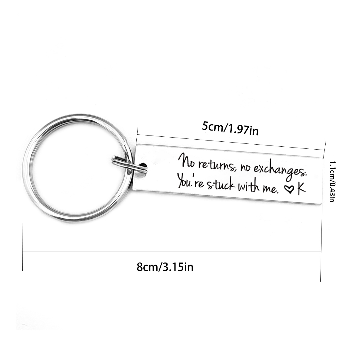 Funny Couple Keychain Personalized Initial Key Ring No Returns No Exchanges Gift for Couple