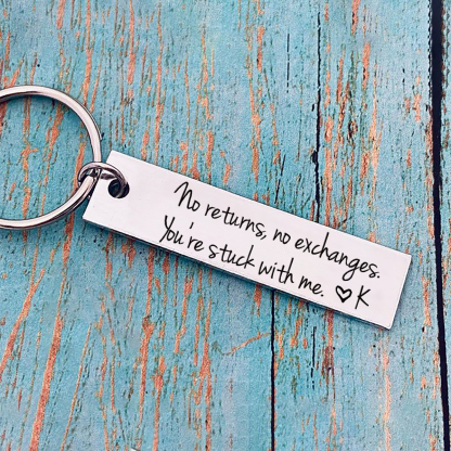 Funny Couple Keychain Personalized Initial Key Ring No Returns No Exchanges Gift for Couple