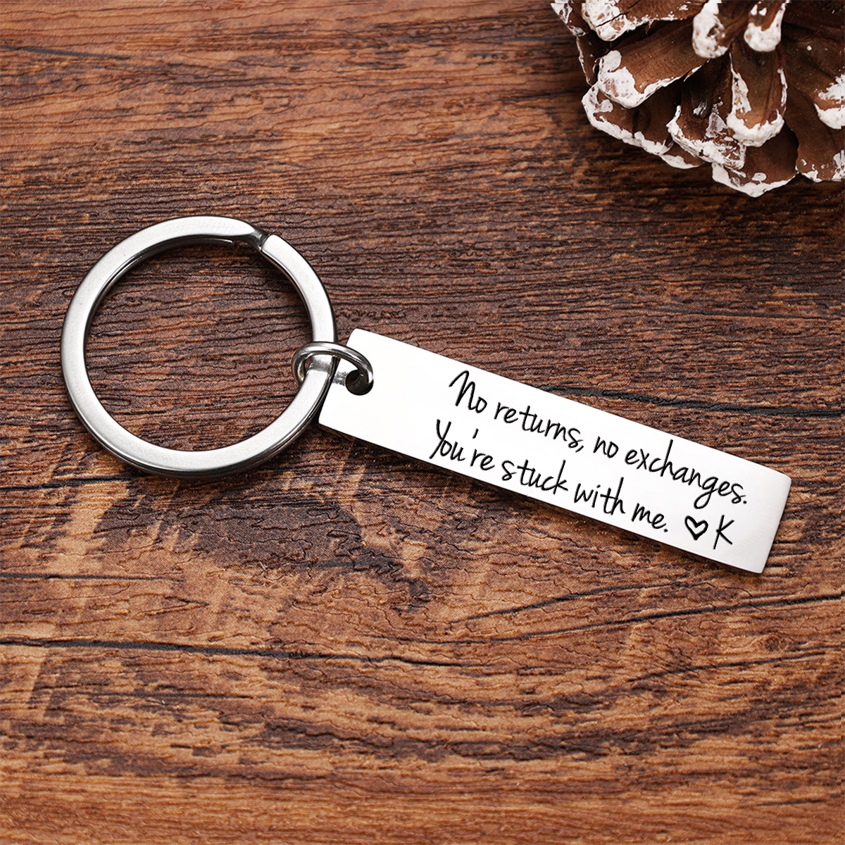 Funny Couple Keychain Personalized Initial Key Ring No Returns No Exchanges Gift for Couple