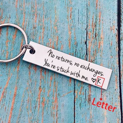 Funny Couple Keychain Personalized Initial Key Ring No Returns No Exchanges Gift for Couple