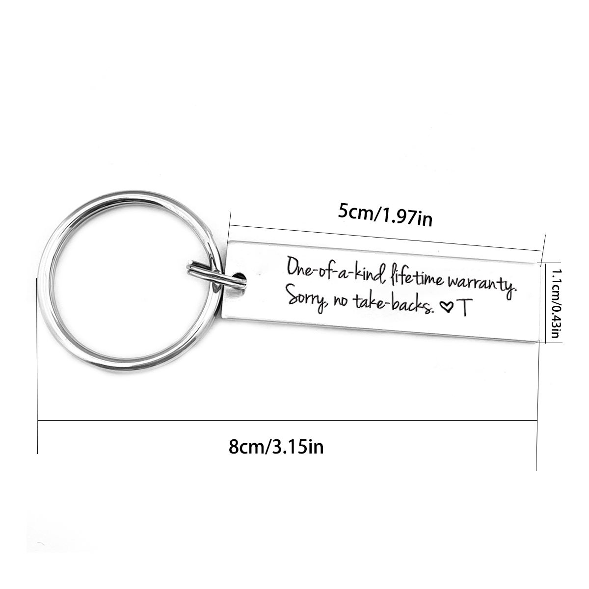 Funny Couple Keychain Personalized Initial Key Ring One of a Kind Lifetime Warranty Sorry No Take Backs Gift for Couple