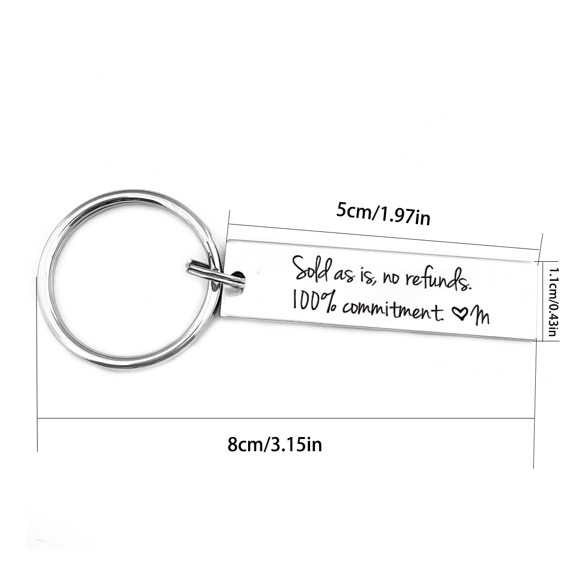 Funny Couple Keychain Personalized Initial Key Ring Sold as Is No Refunds100% Commitment Gift for Couple