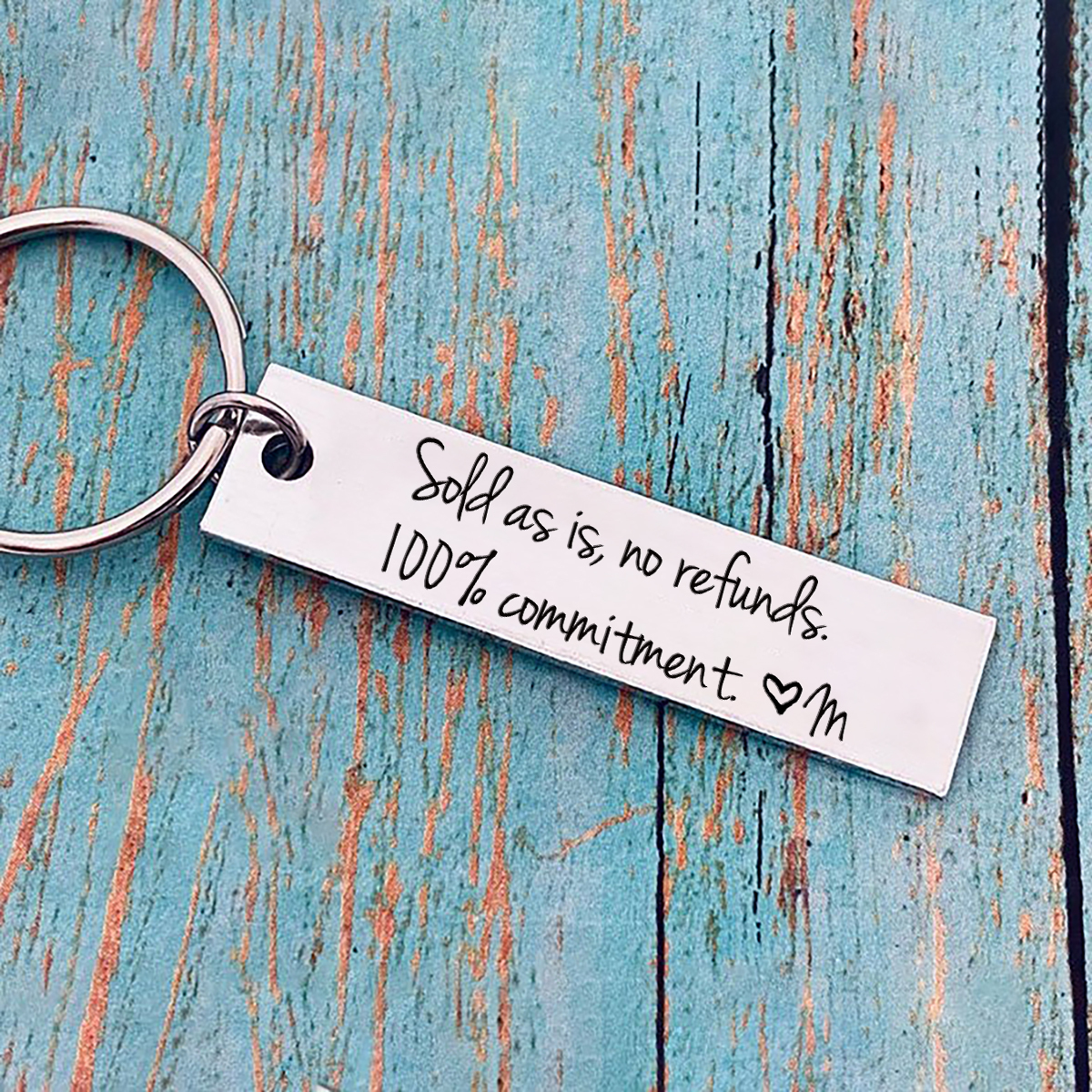 Funny Couple Keychain Personalized Initial Key Ring Sold as Is No Refunds100% Commitment Gift for Couple