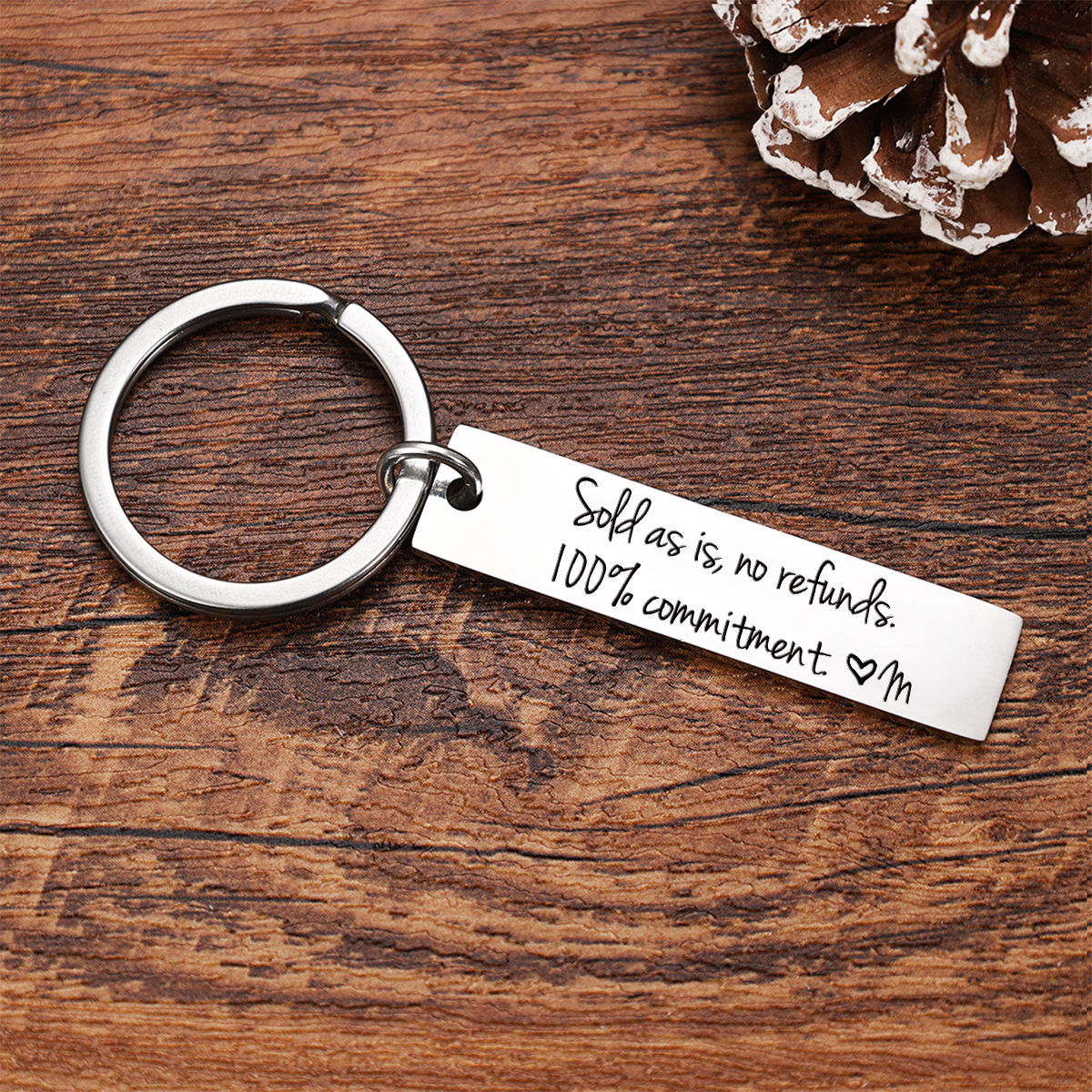 Funny Couple Keychain Personalized Initial Key Ring Sold as Is No Refunds100% Commitment Gift for Couple