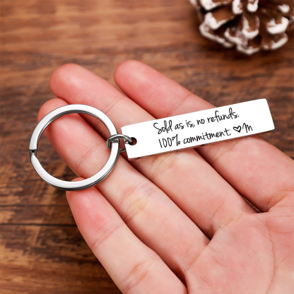 Funny Couple Keychain Personalized Initial Key Ring Sold as Is No Refunds100% Commitment Gift for Couple