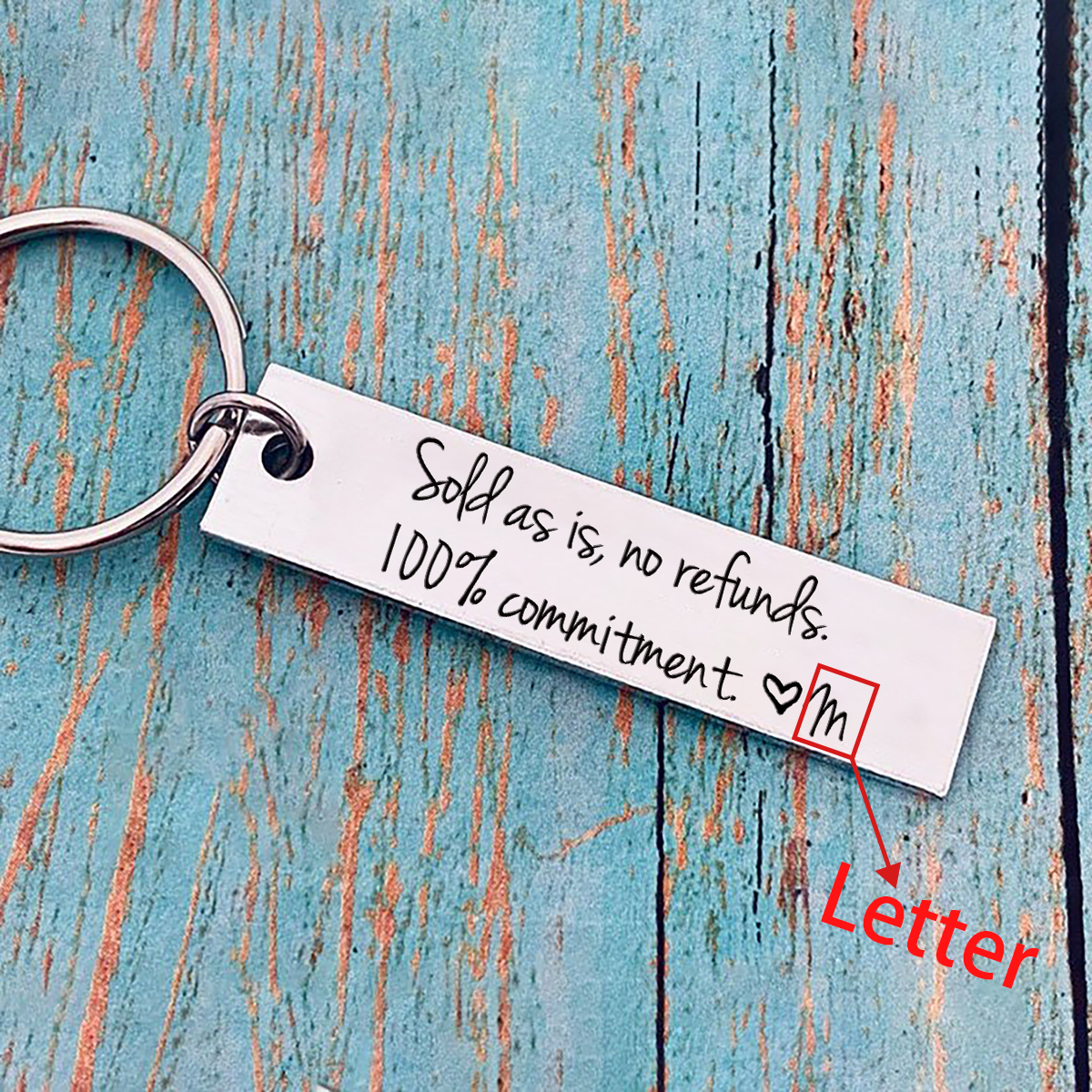 Funny Couple Keychain Personalized Initial Key Ring Sold as Is No Refunds100% Commitment Gift for Couple