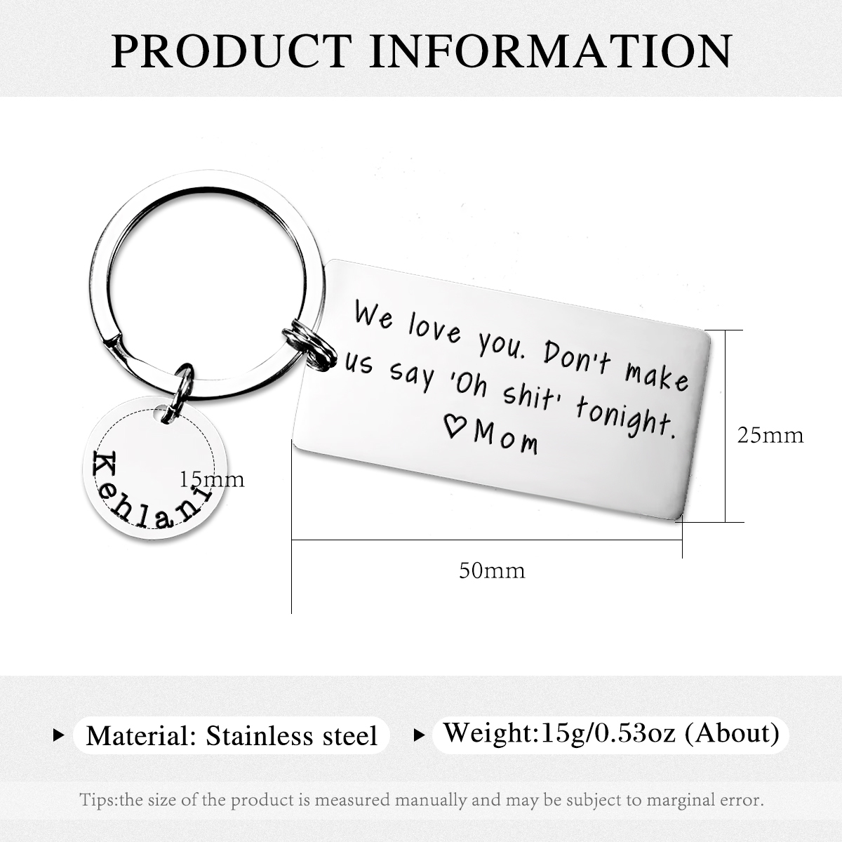 We Love You Dont Make Us Say Keychain Custom Name Personized Keyring Gift for Kids