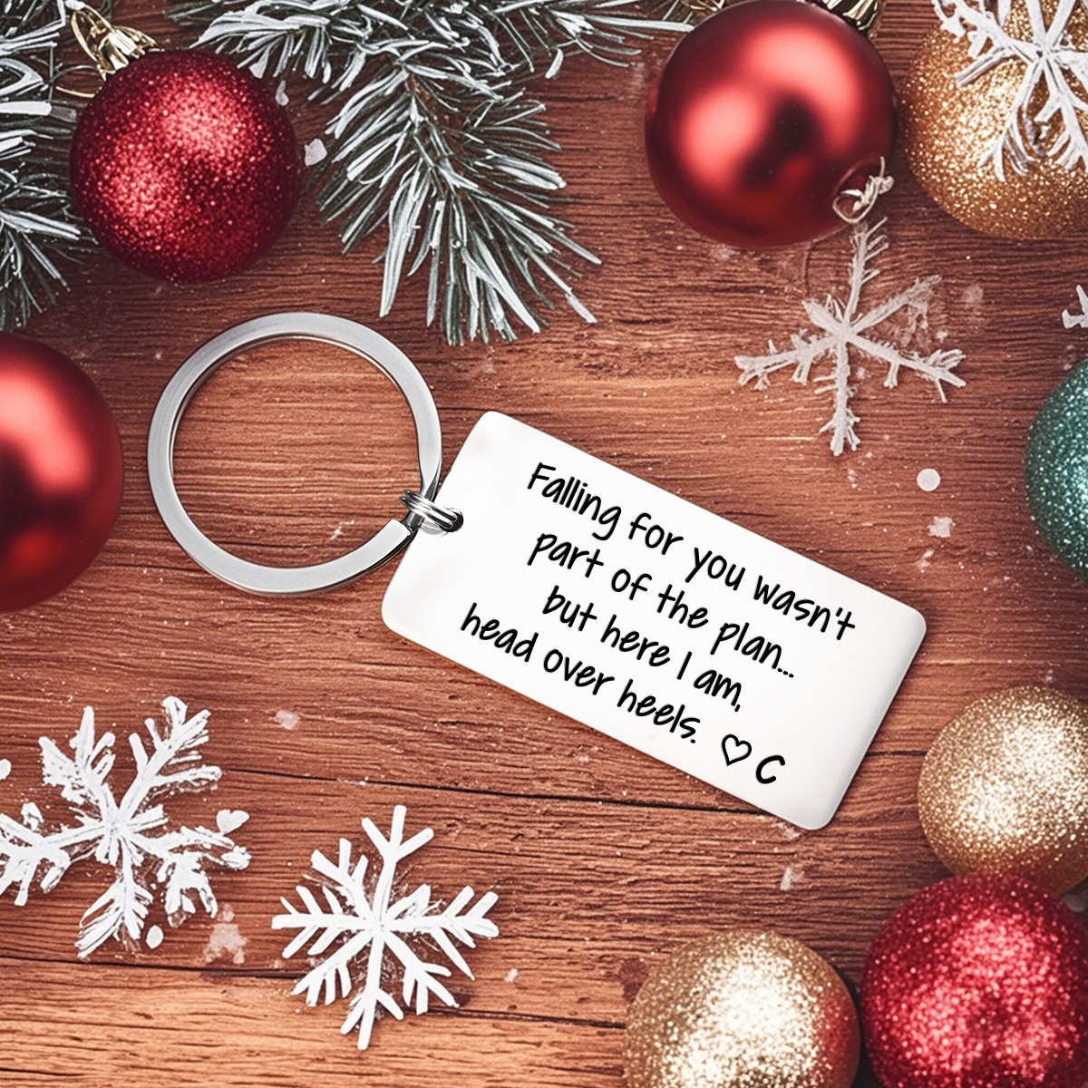 Personalized Funny Keychain Falling for You Wasnt Part of the Plan But Here I Am Head Over Heels Custom 1 Letter Gift for Couple 