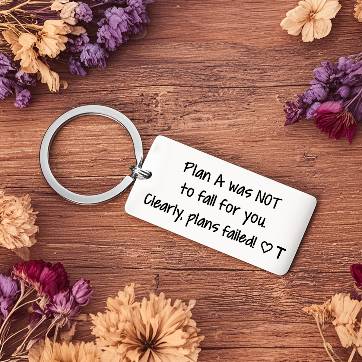 Personalized Funny Keychain Plan a Was Not to Fall for You Clearly Plans Failed Custom 1 Letter Gift for Couple 