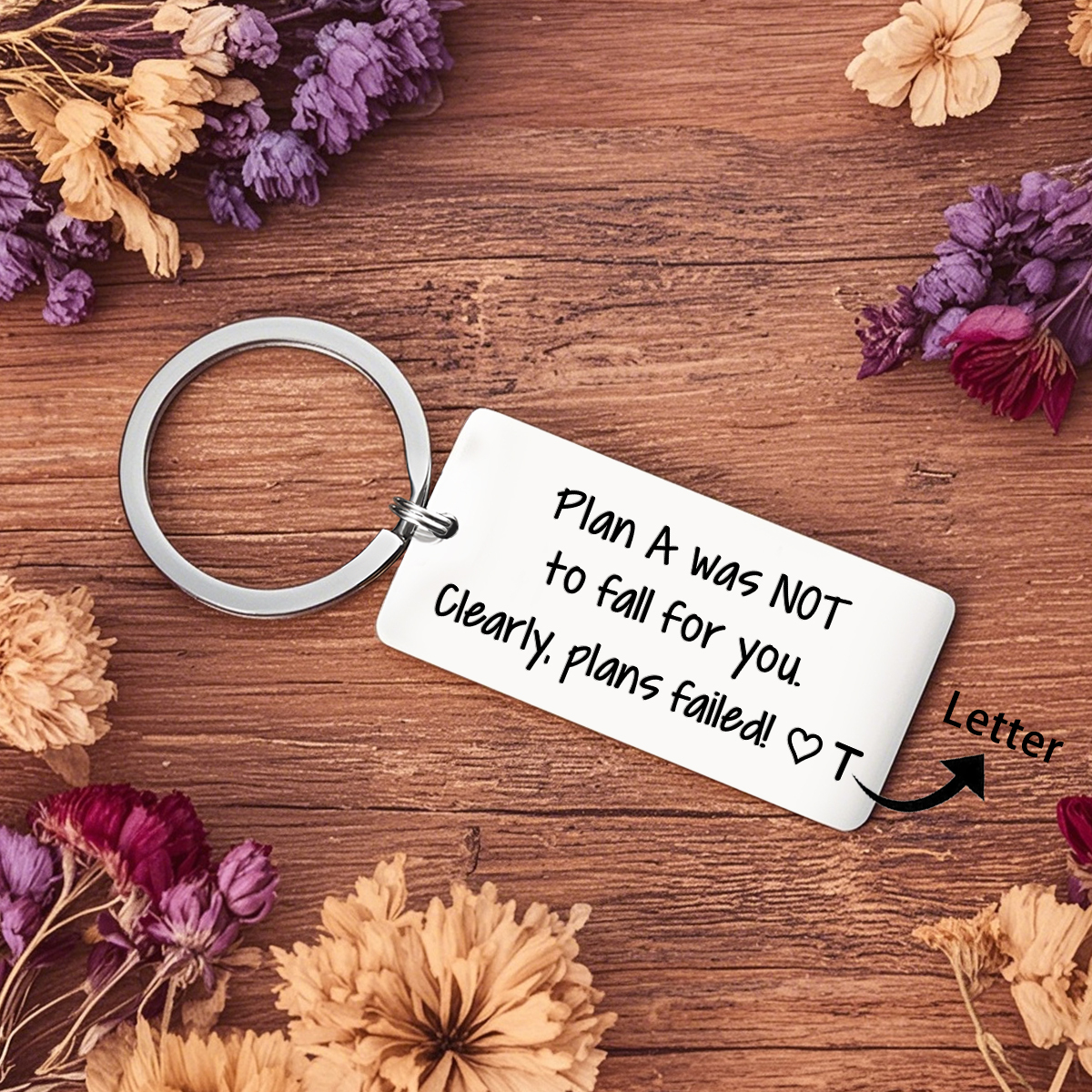 Personalized Funny Keychain Plan a Was Not to Fall for You Clearly Plans Failed Custom 1 Letter Gift for Couple 