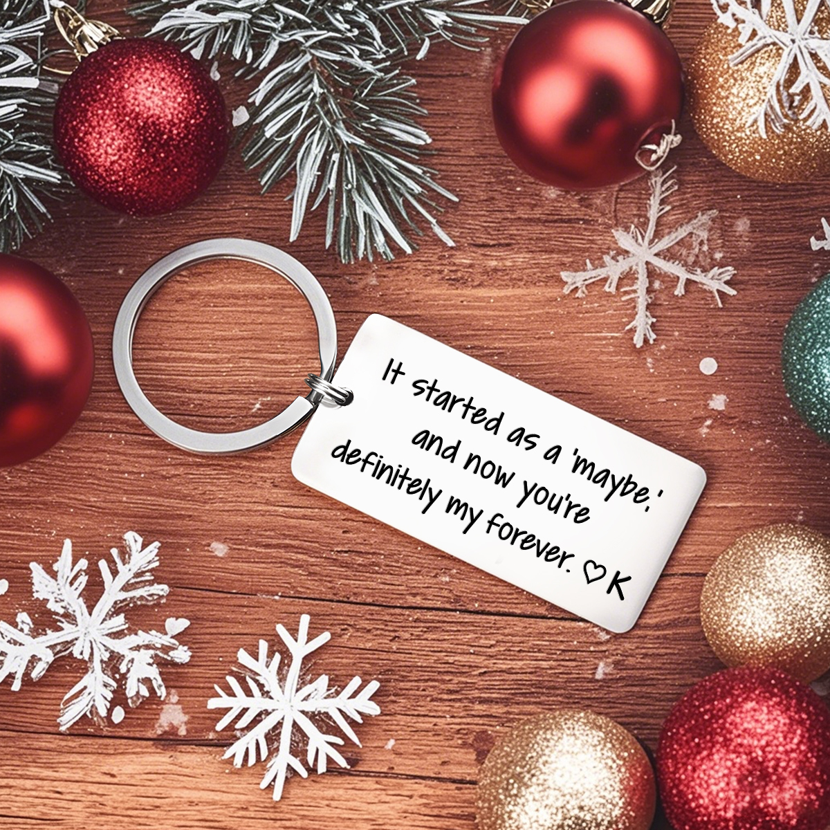 Personalized Funny KeychainIt Started as a maybe and Now Youre Definitely My Forever Custom 1 Letter Gift for Couple 