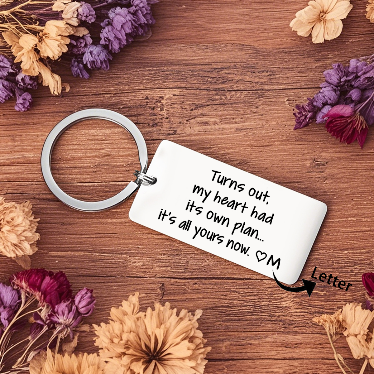Personalized Funny Keychain Turns out My Heart Had Its Own Plan Its All Yours Now Custom 1 Letter Gift for Couple 