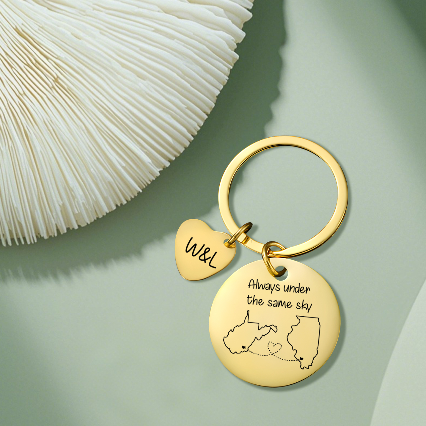  Personalized Couple Keychain Round Keychain with Custom Locations & Letters Gift for Couple