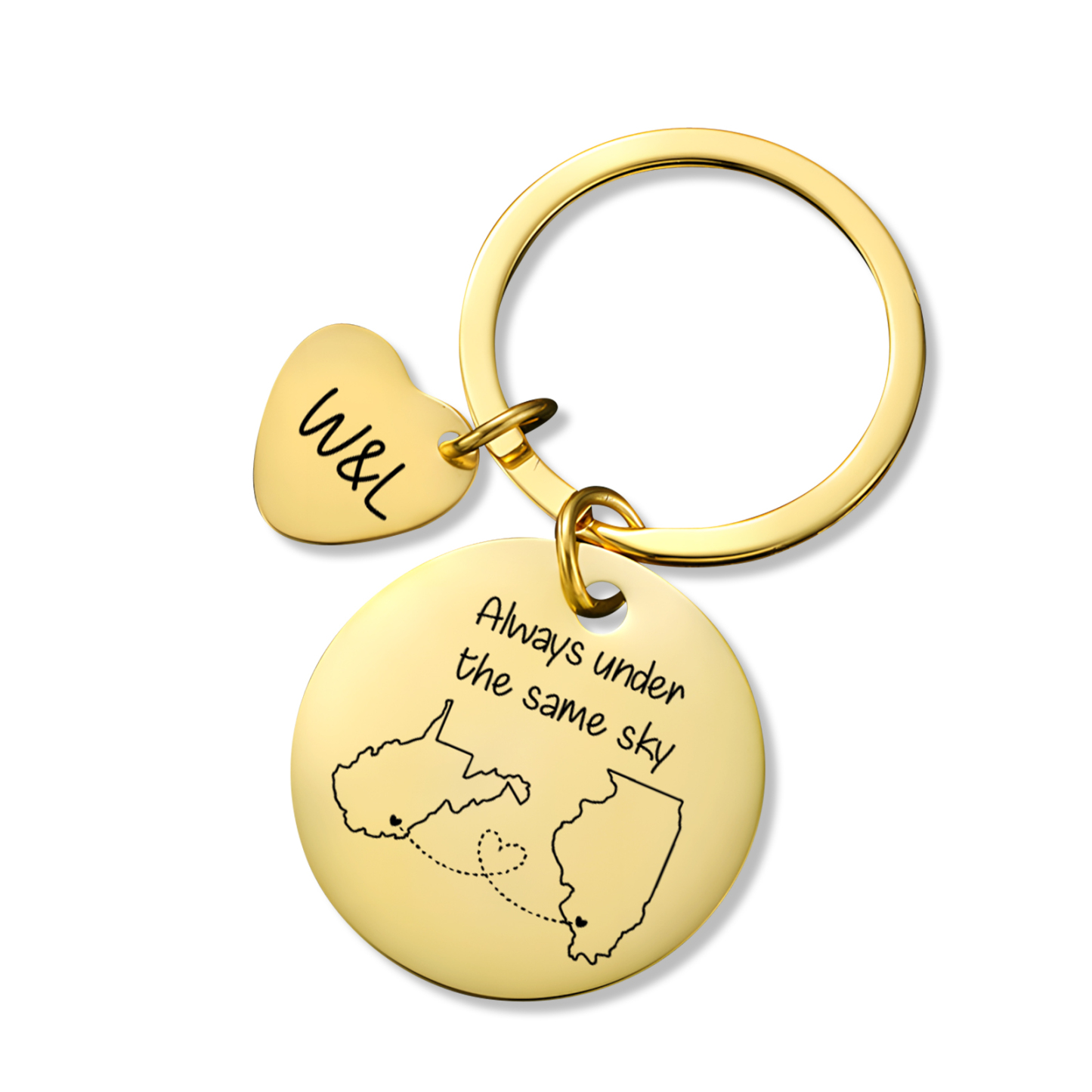  Personalized Couple Keychain Round Keychain with Custom Locations & Letters Gift for Couple