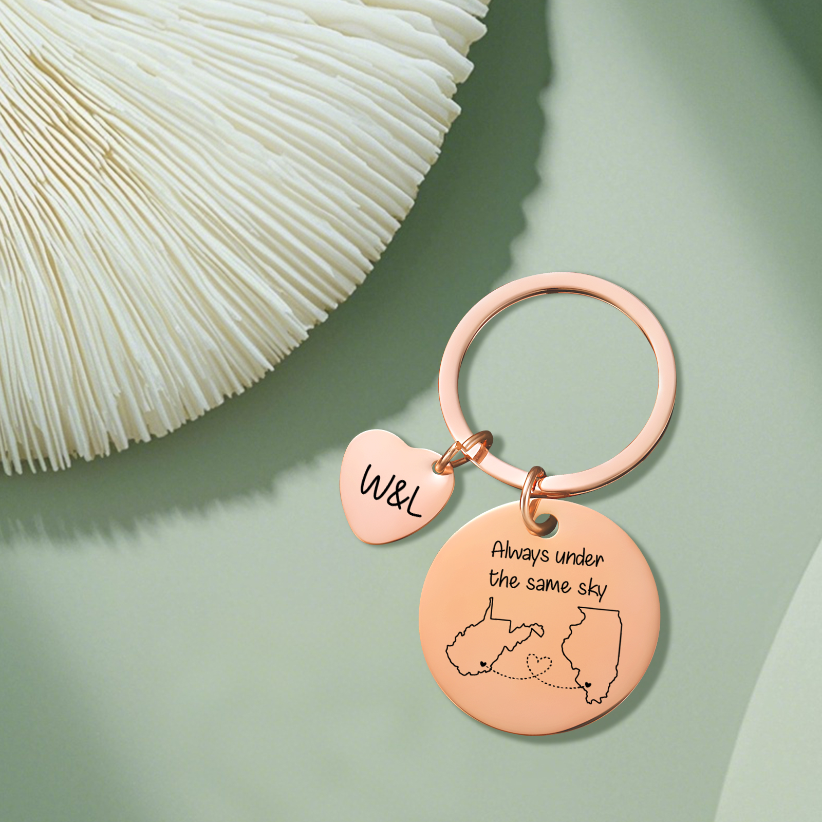  Personalized Couple Keychain Round Keychain with Custom Locations & Letters Gift for Couple
