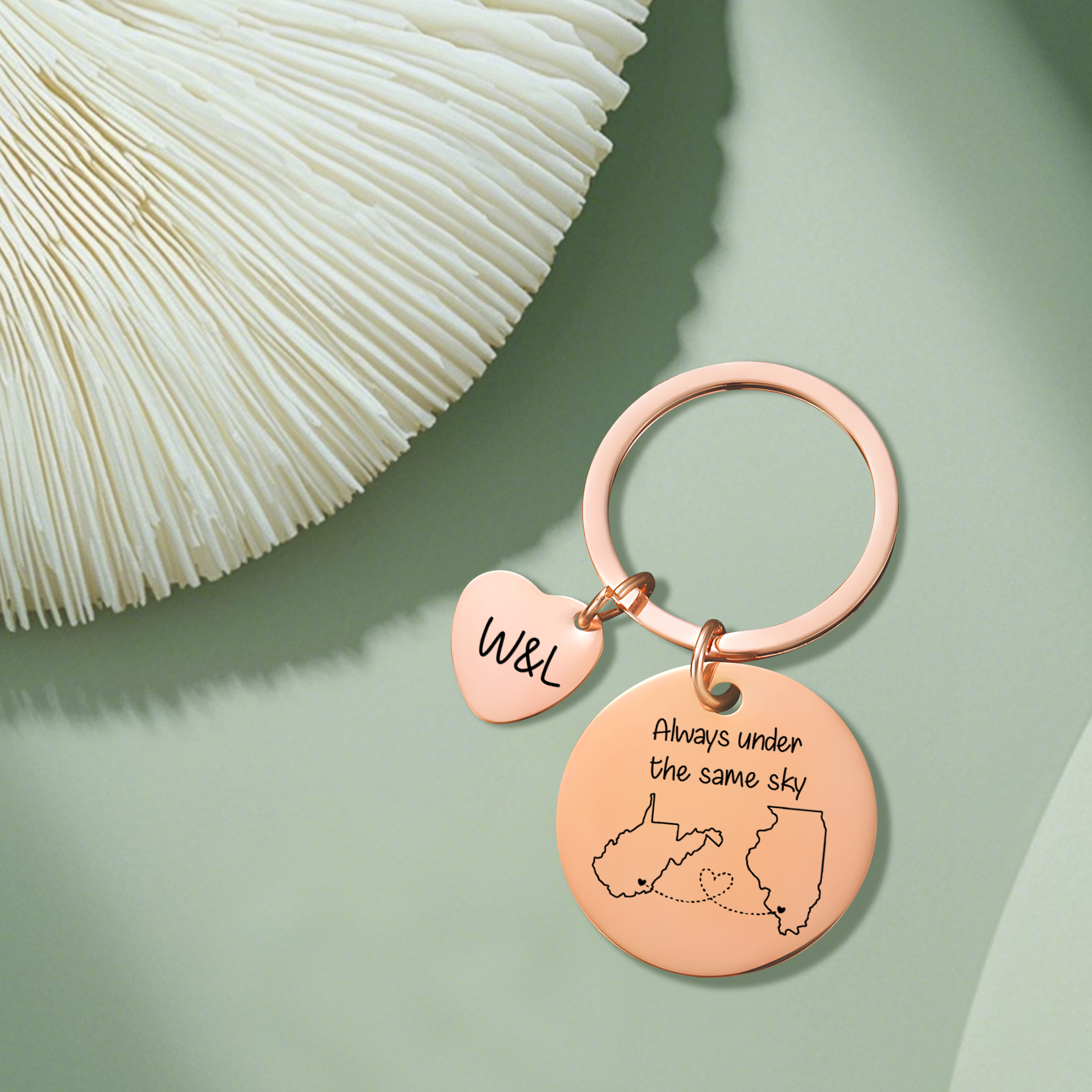  Personalized Couple Keychain Round Keychain with Custom Locations & Letters Gift for Couple