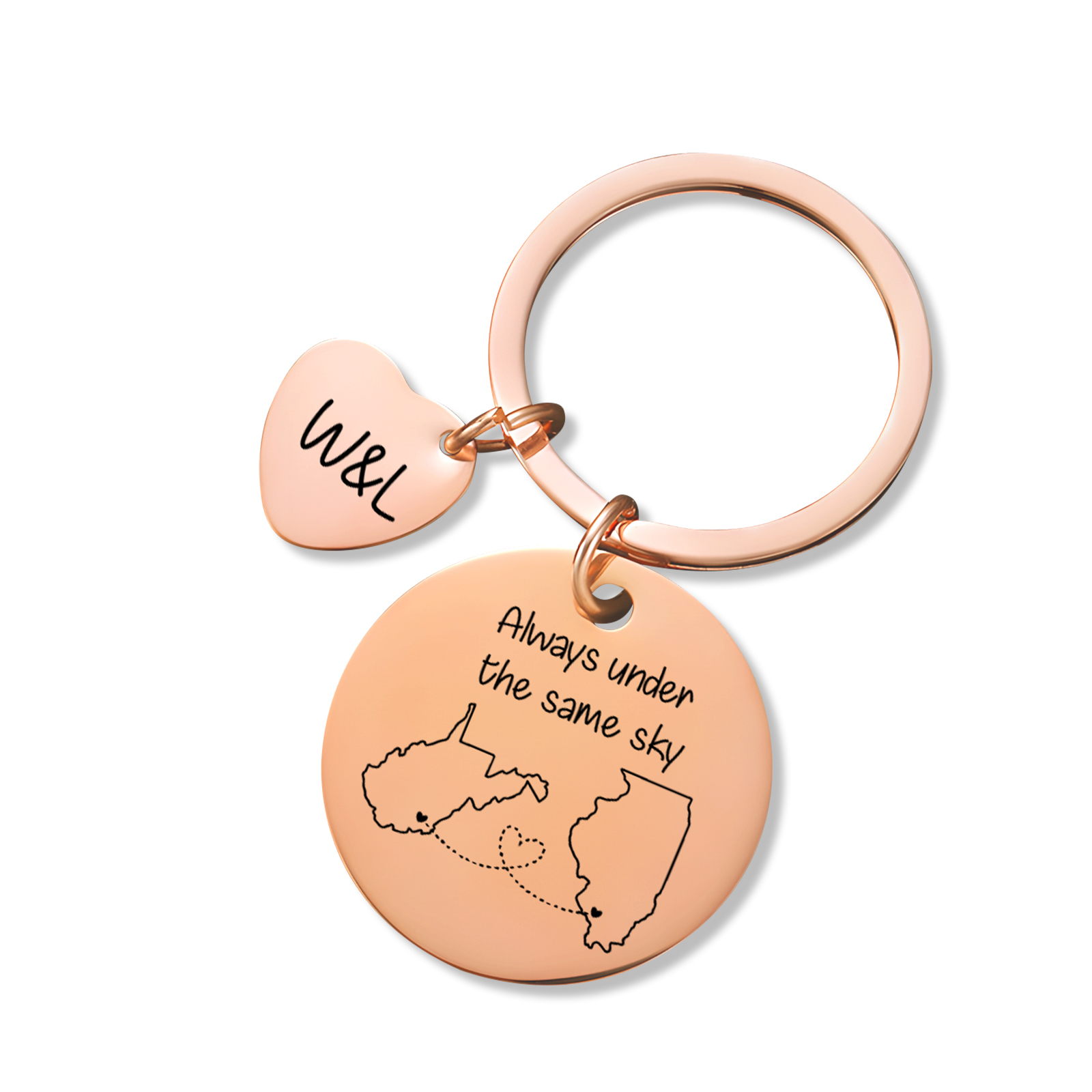 Personalized Couple Keychain Round Keychain with Custom Locations & Letters Gift for Couple
