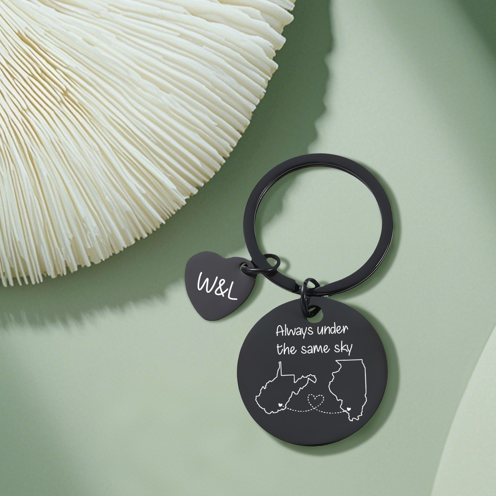  Personalized Couple Keychain Round Keychain with Custom Locations & Letters Gift for Couple