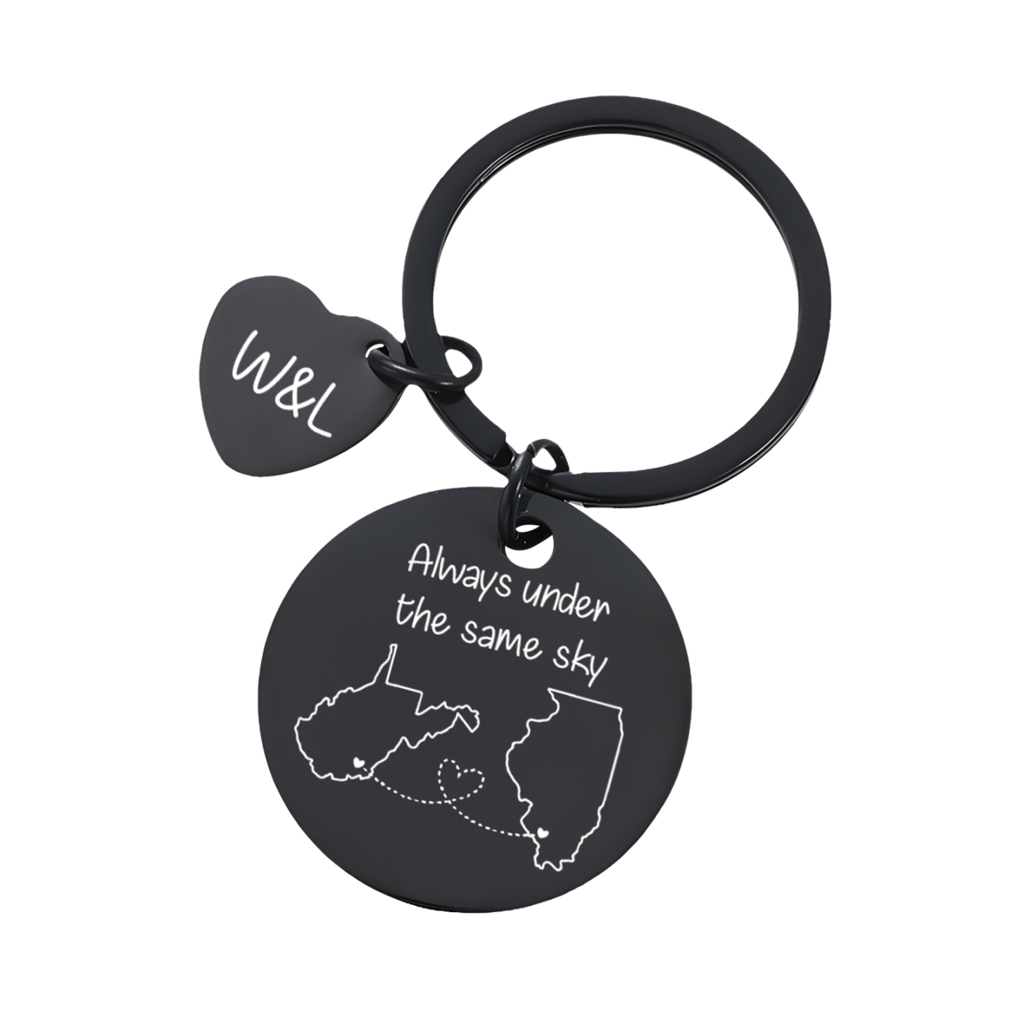  Personalized Couple Keychain Round Keychain with Custom Locations & Letters Gift for Couple