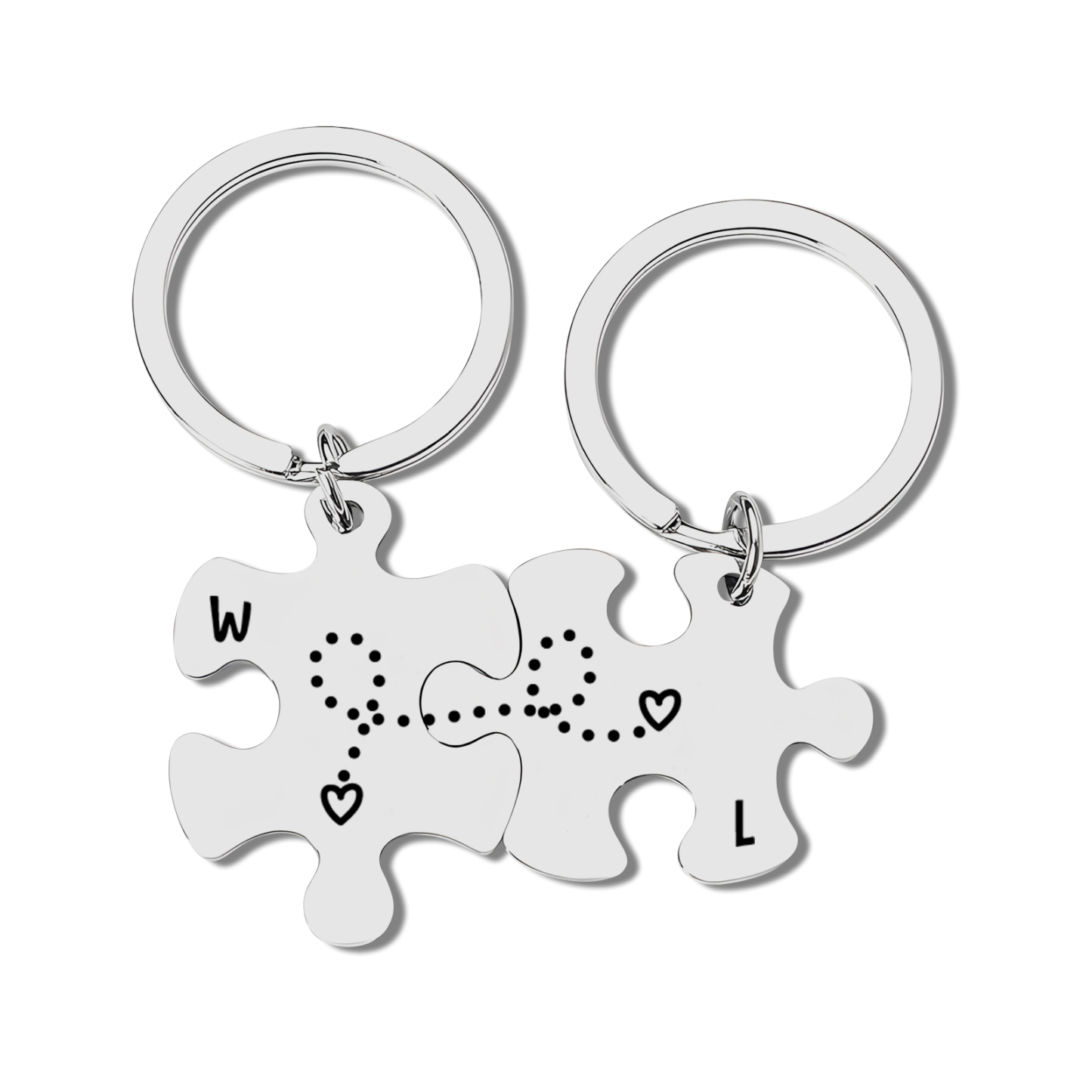 Personalized Keychain Puzzle with 2 Letters Custom Couple Keychain Puzzle Gift for Couple