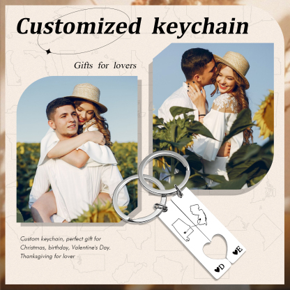 Personalized Couple Keychain Long Distance Matching Keychain Set Gift for Couple