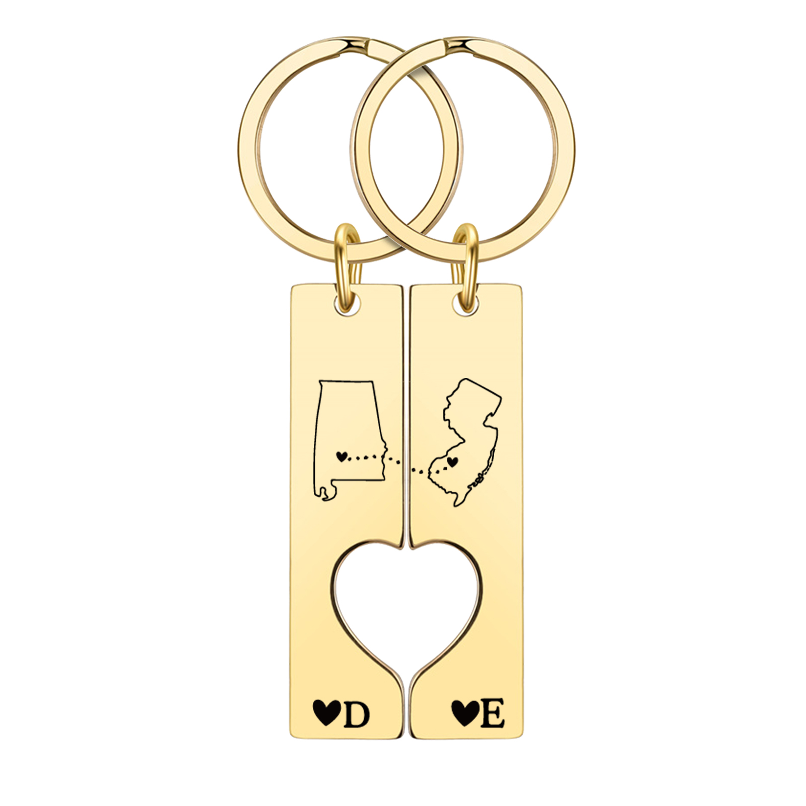 Personalized Couple Keychain Long Distance Matching Keychain Set Gift for Couple