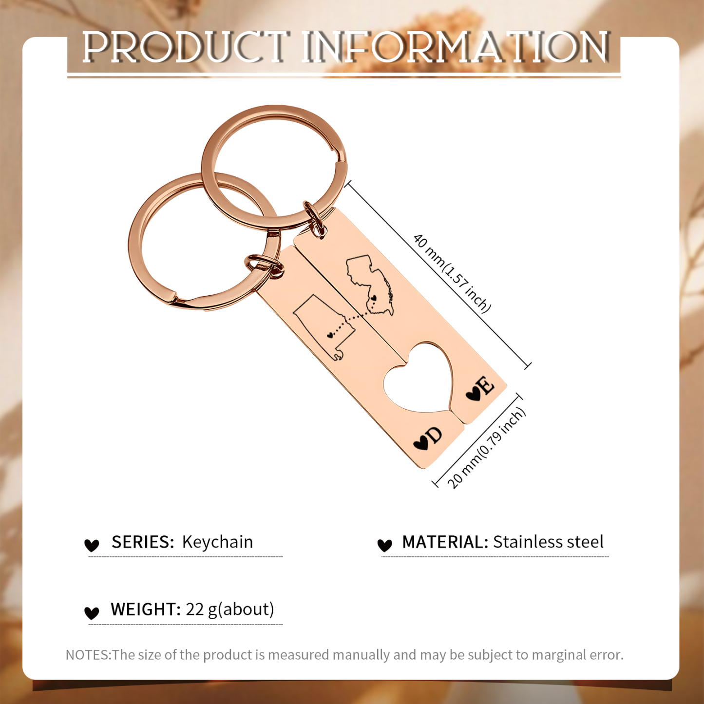 Personalized Couple Keychain Long Distance Matching Keychain Set Gift for Couple