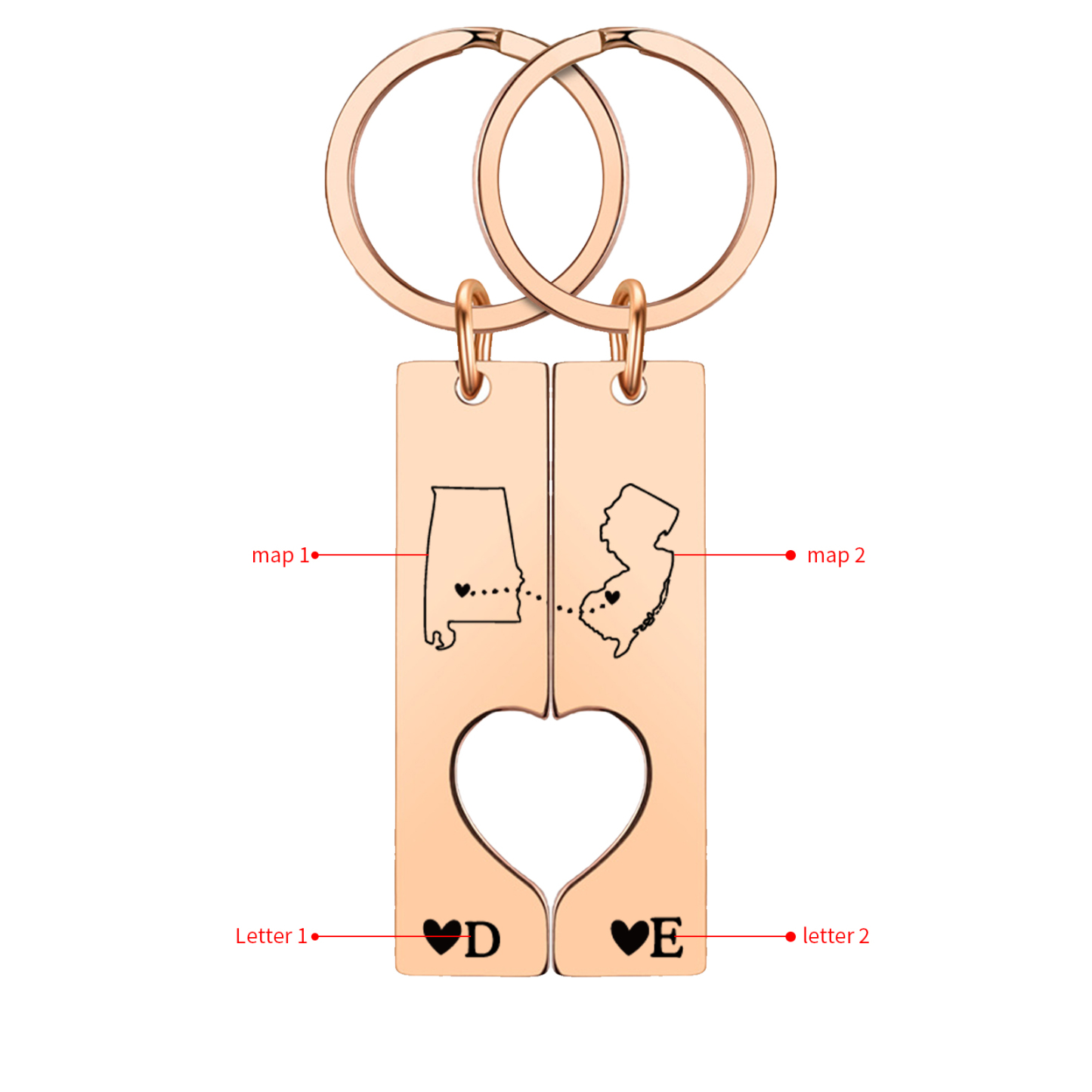 Personalized Couple Keychain Long Distance Matching Keychain Set Gift for Couple