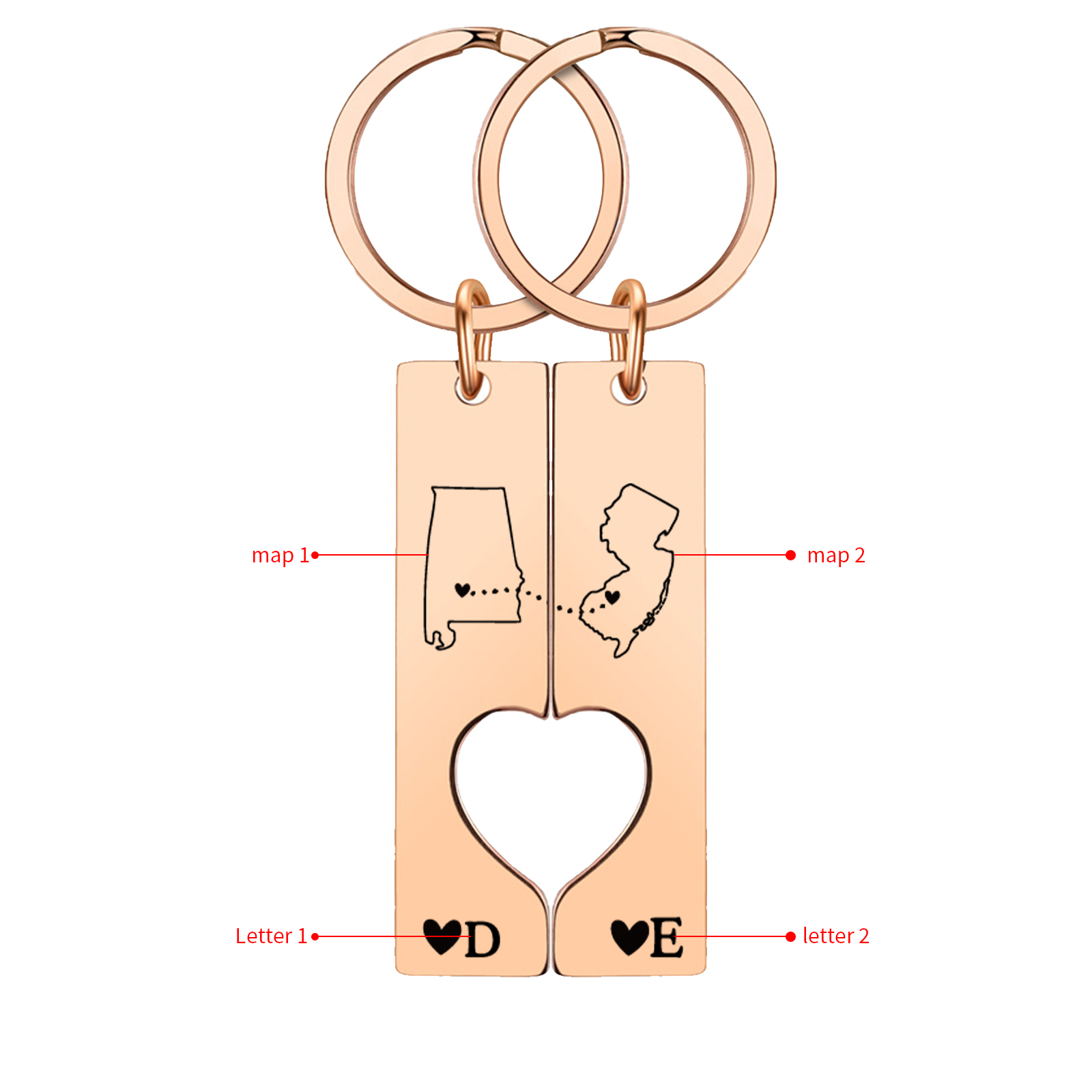 Personalized Couple Keychain Long Distance Matching Keychain Set Gift for Couple
