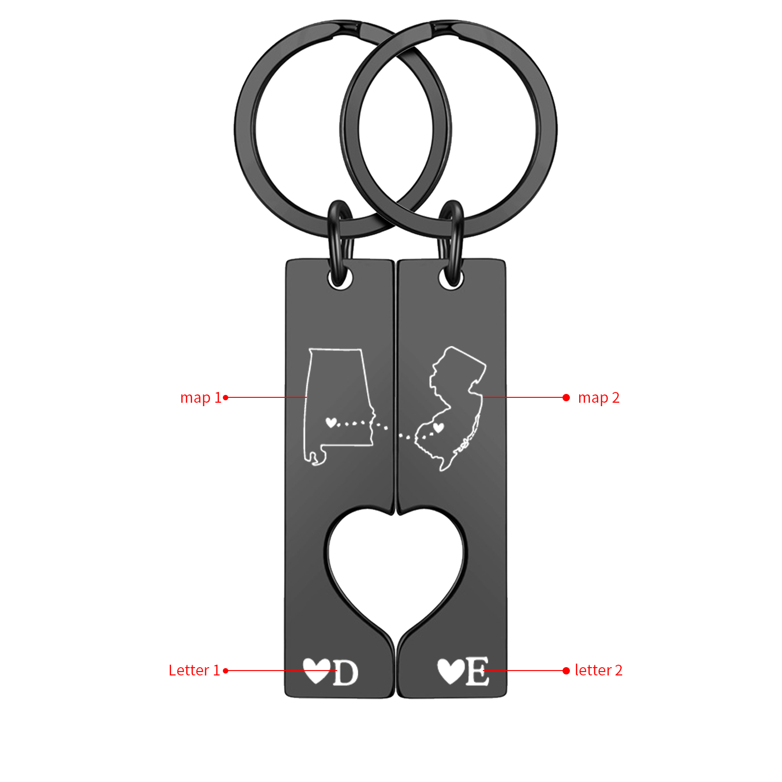 Personalized Couple Keychain Long Distance Matching Keychain Set Gift for Couple