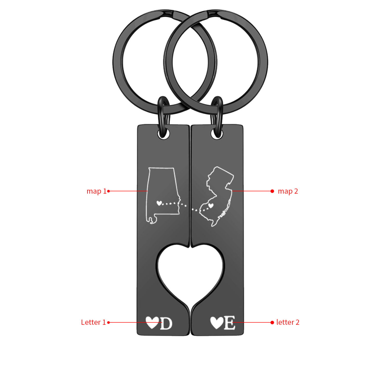Personalized Couple Keychain Long Distance Matching Keychain Set Gift for Couple