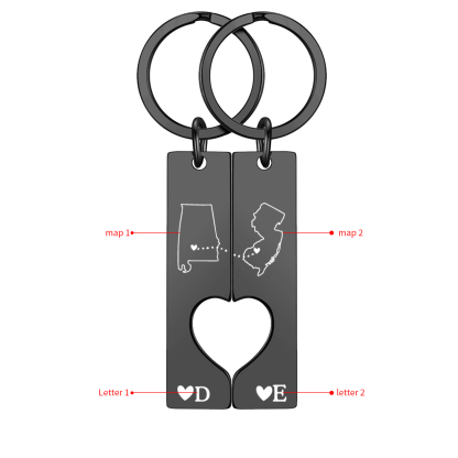 Personalized Couple Keychain Long Distance Matching Keychain Set Gift for Couple