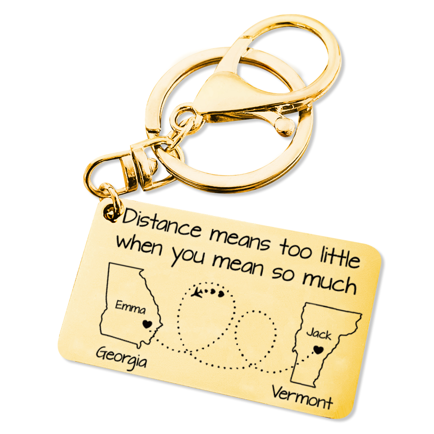 Personalized State Keychain Distance Means Too Little When You Mean So Much Gift for Couple
