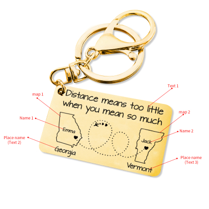 Personalized State Keychain Distance Means Too Little When You Mean So Much Gift for Couple