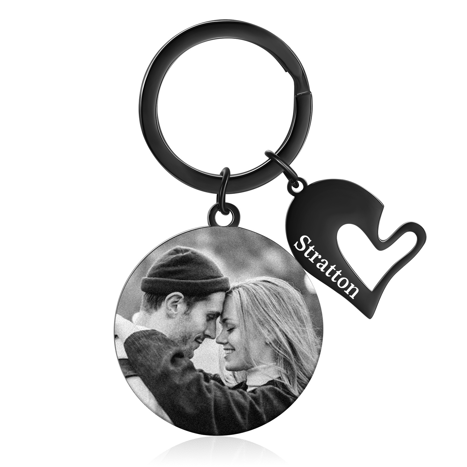 Personalized Keychain Heart Puzzle with Customized Engraved Photos and Names Gift for Couple