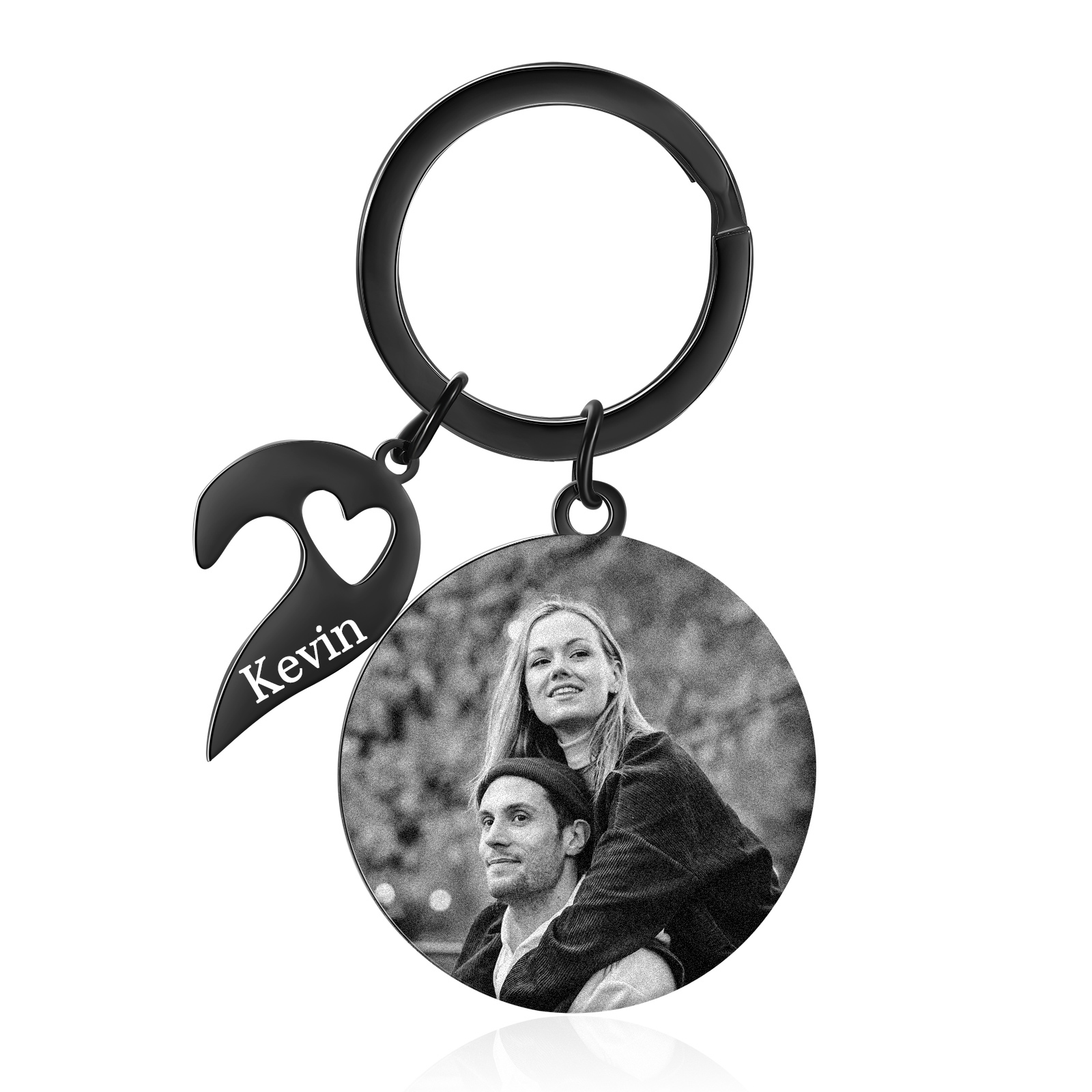 Personalized Keychain Heart Puzzle with Customized Engraved Photos and Names Gift for Couple