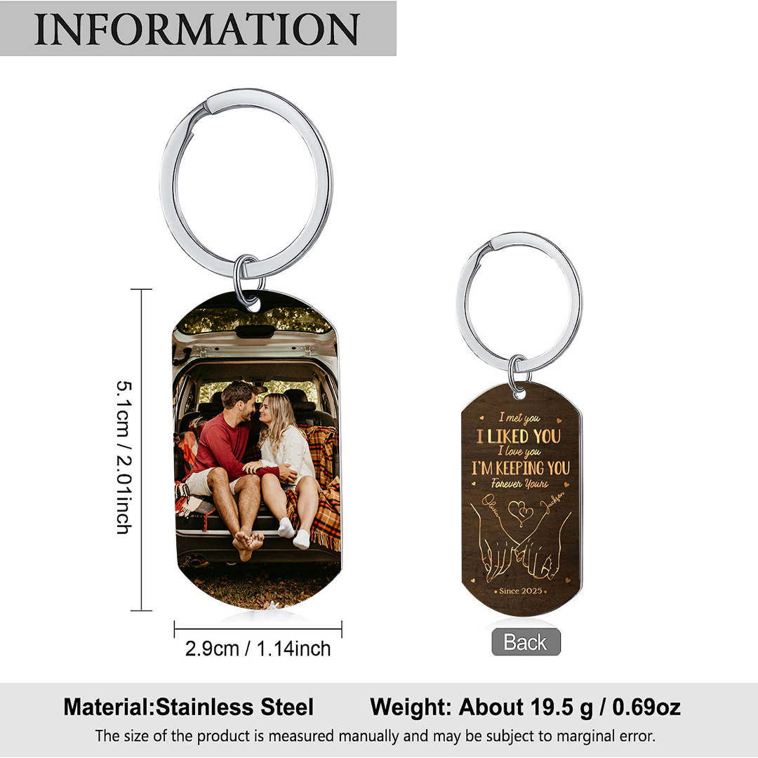 Personalized Keychain Pinky Promise I Met You I Liked Yo, I Love You Gift for Couple