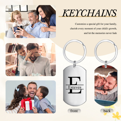 Personalized Photo Keychain Custom Name Photo Letter Valentines Day Gift for Him or Her