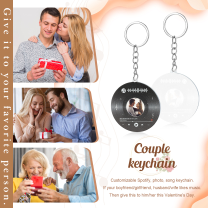 Personalized Photo and Keychain Song Custom 1 Photo & 1 Song Valentines Day Gift for Lover