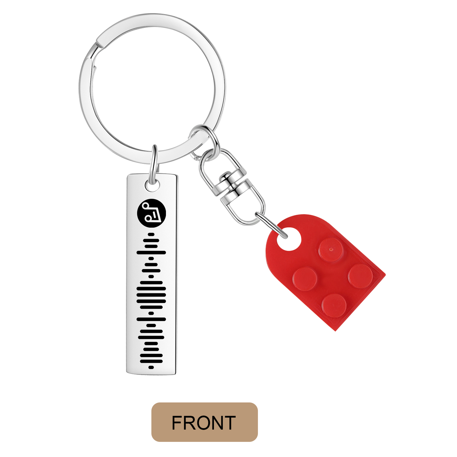 Personalized Spotify Heart Keychain Set – Custom Brick Heart Matching Keepsake for Couples | Lorajewel