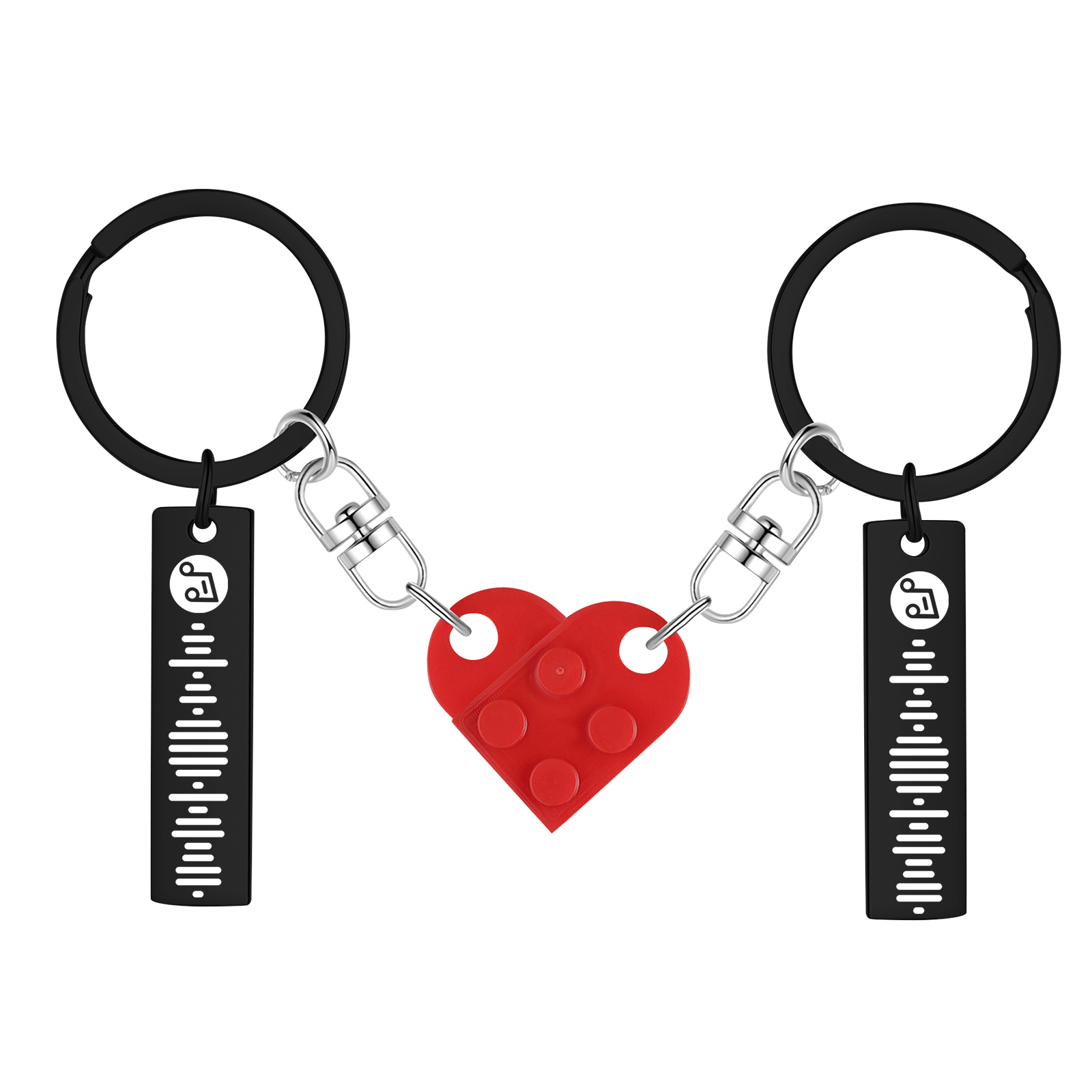 Personalized Spotify Heart Keychain Set – Custom Brick Heart Matching Keepsake for Couples | Lorajewel