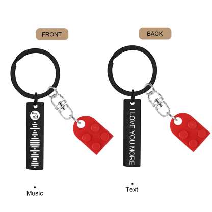 Personalized Spotify Heart Keychain Set – Custom Brick Heart Matching Keepsake for Couples | Lorajewel