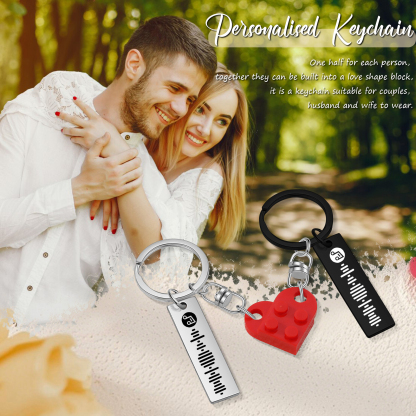Personalized Spotify Heart Keychain Set – Custom Brick Heart Matching Keepsake for Couples | Lorajewel