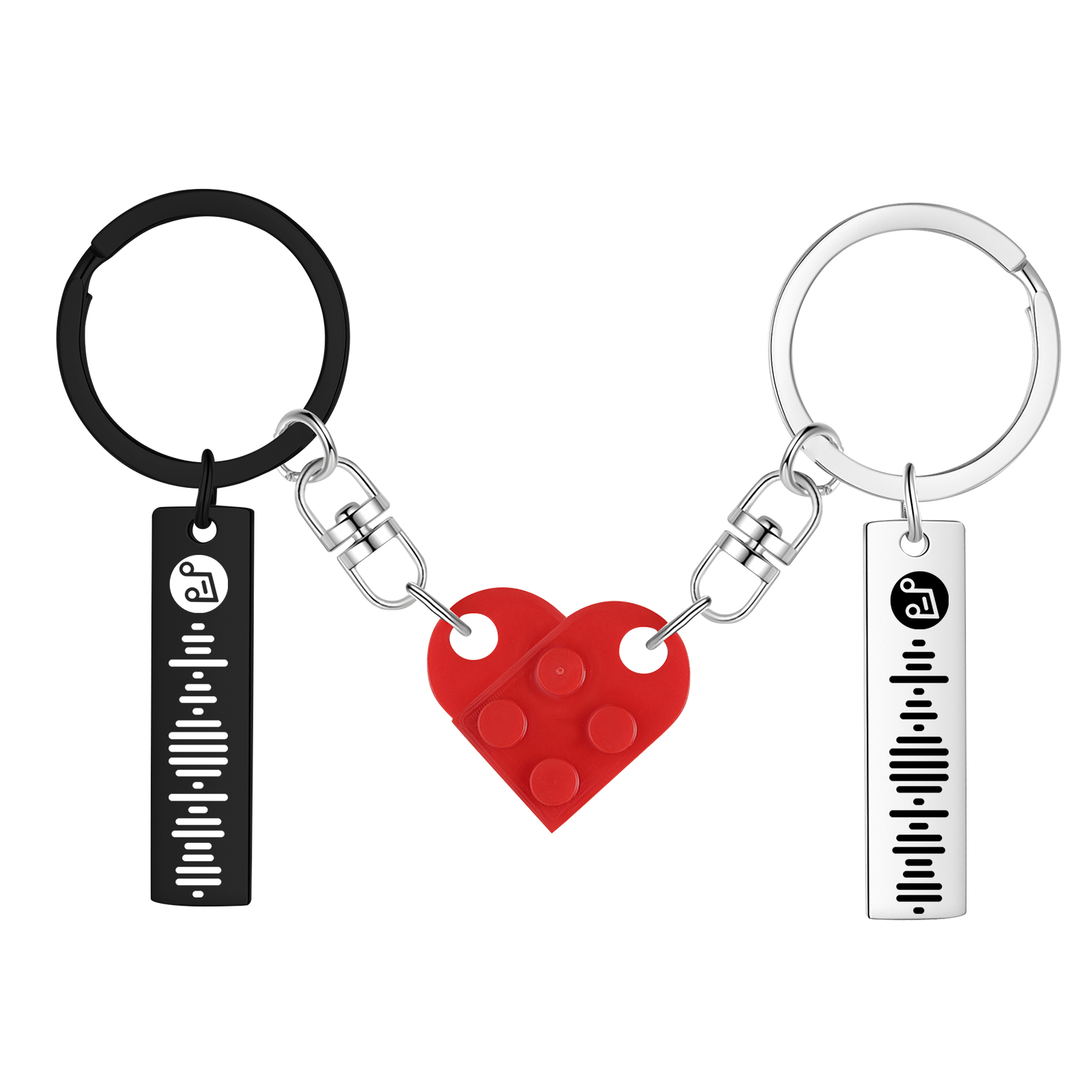 Personalized Spotify Heart Keychain Set – Custom Brick Heart Matching Keepsake for Couples | Lorajewel