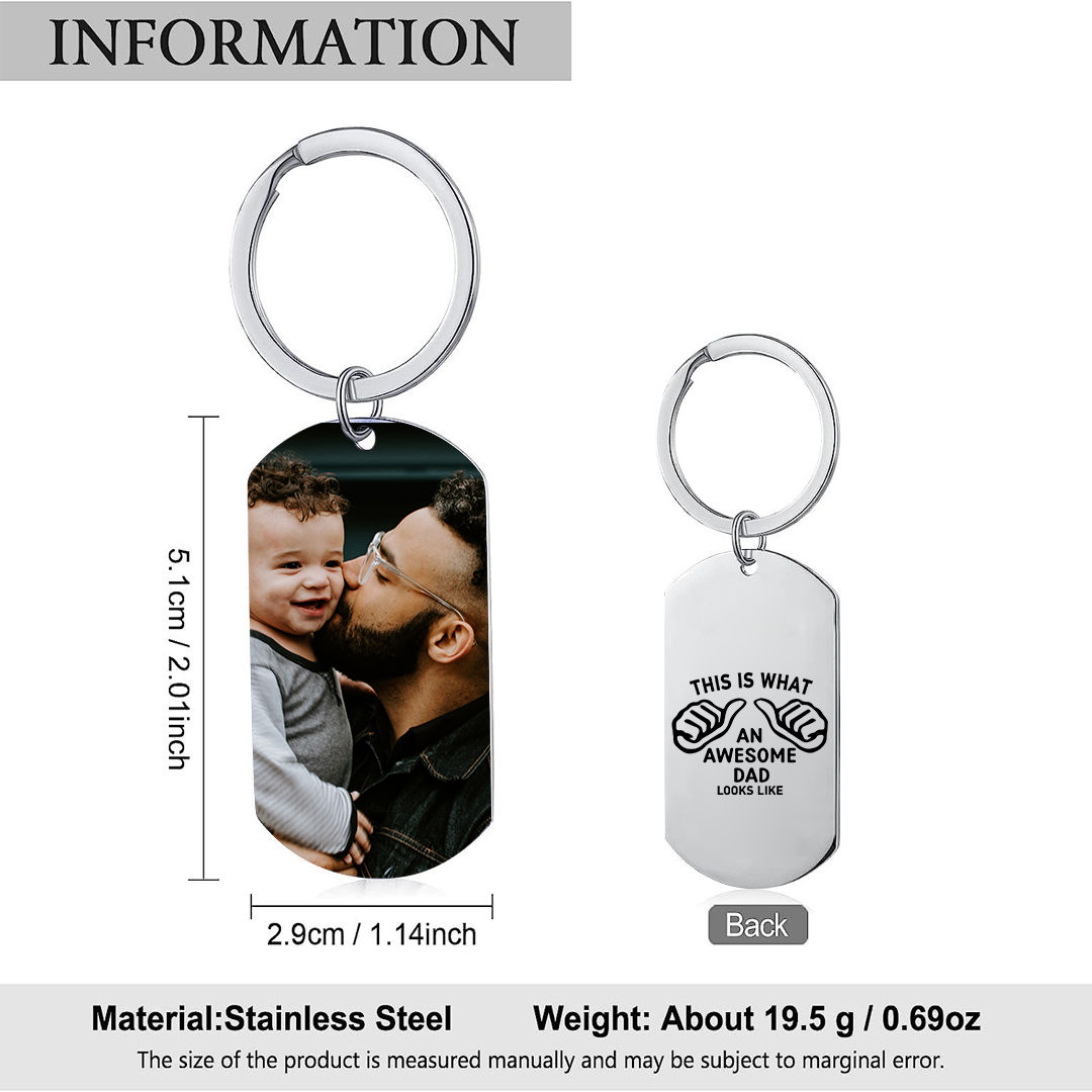 Personalized Photo Keychain This Is What an Awesome Dad Looks Like Gift for Dad | Lorajewel